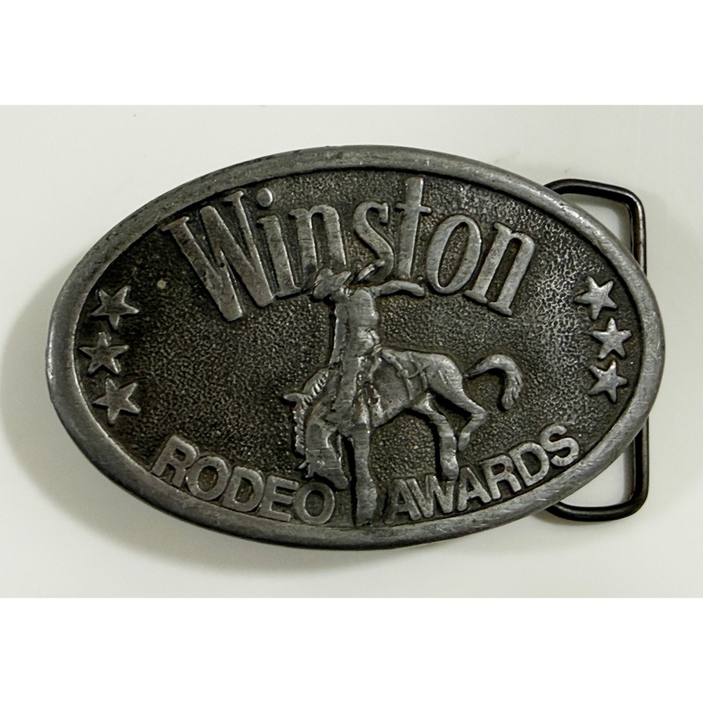 Winston Belt Buckle Mens OS Silver Rodeo Awards Cowboy Bronc Rider Vintage